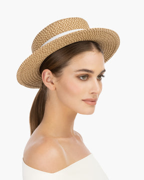 Boater Peanut/White Eric Javits