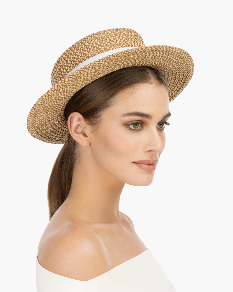 Boater Peanut/White Eric Javits