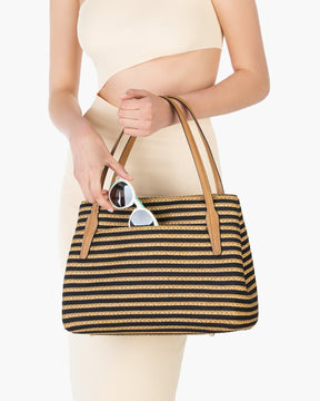 SQUISHEE® ISLA STRAW BAG Black Mix Eric Javits