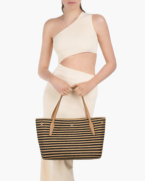 SQUISHEE® ISLA STRAW BAG Black Mix Eric Javits